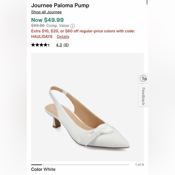 Journee Paloma Pump White Women’s US Size 10 - Picture 9 of 9